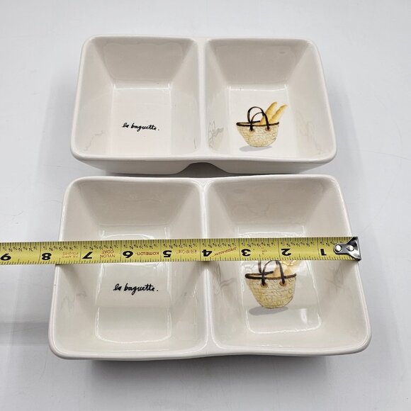 Rae Dunn La Baguette Divided Trinket Dish Food Tray 5 x 7.75 in Magenta Lot of 2 - Picture 8 of 10